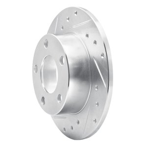 Audi A6 Quattro Brake Rotor (1) - Rear Left - R1 Concepts - Drilled & Slotted - Silver - `98-`01